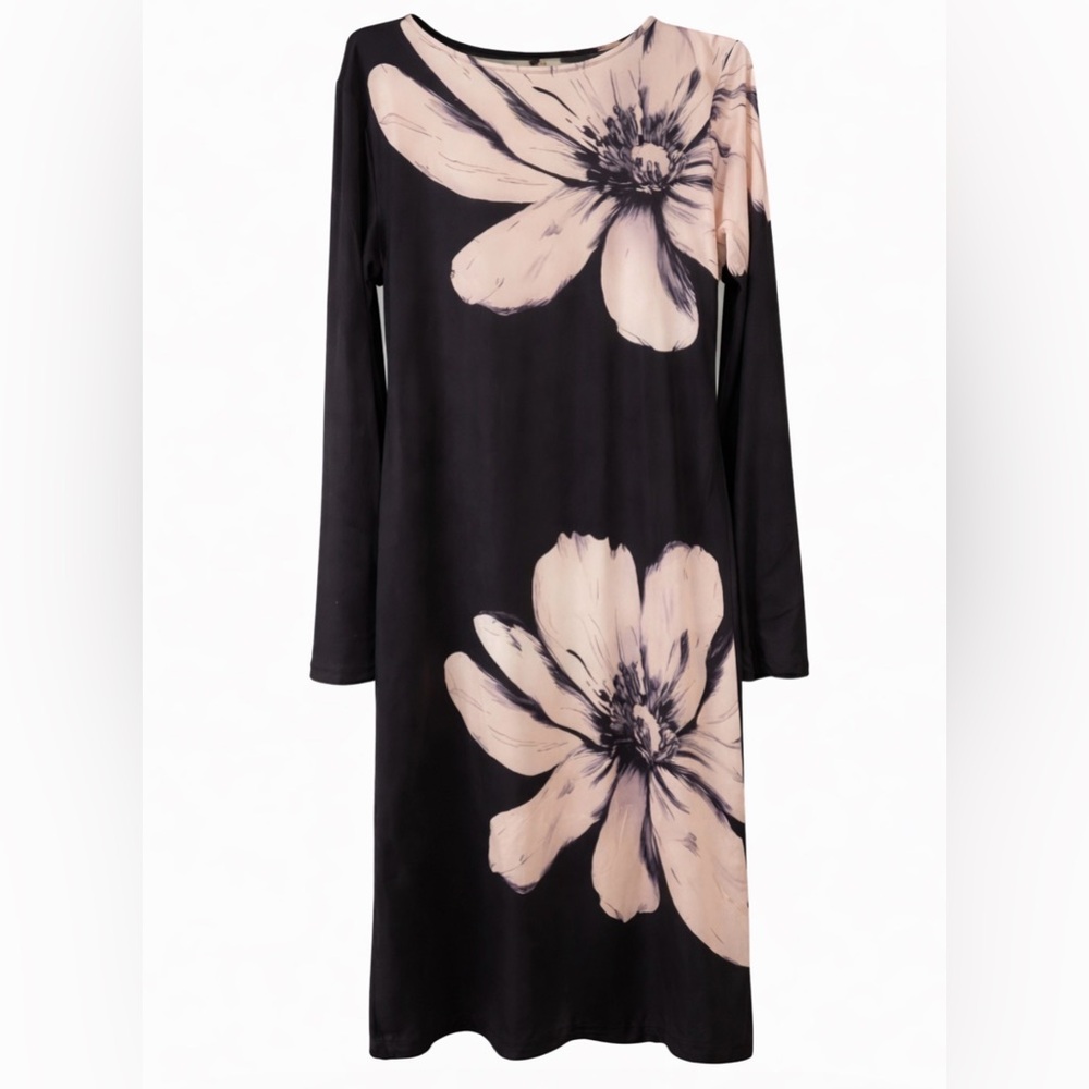 Chic Black Floral Midi Dress